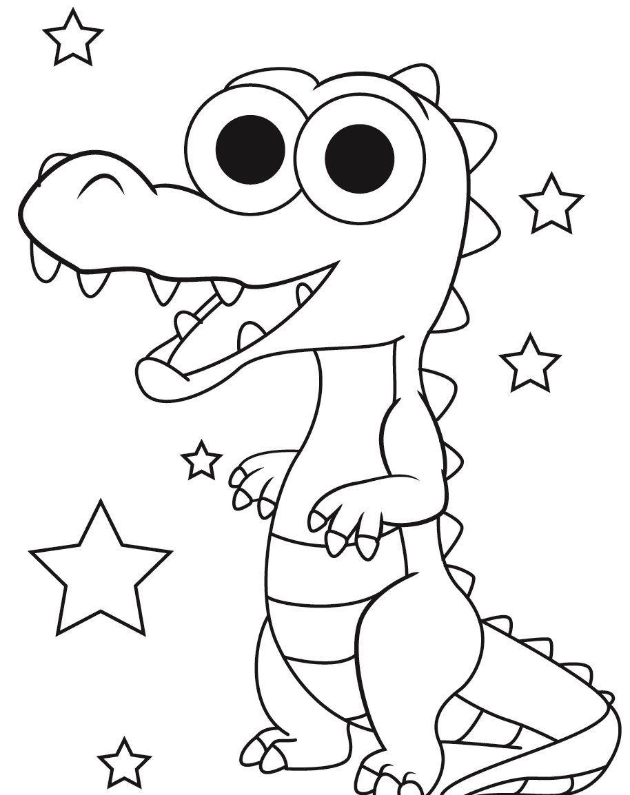 Online coloring book: Coloring book alligator and stars
